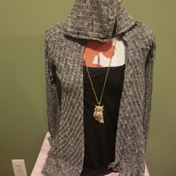 Essentials Sweaters - "Essentials" Heather gray hooded cardigan